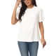 thumbnail image 1 of Blusas elegantes y casuales de manga abullonada con ojales y botones en la parte posterior, cuello con volantes, color blanco, talla L, 1 of 1