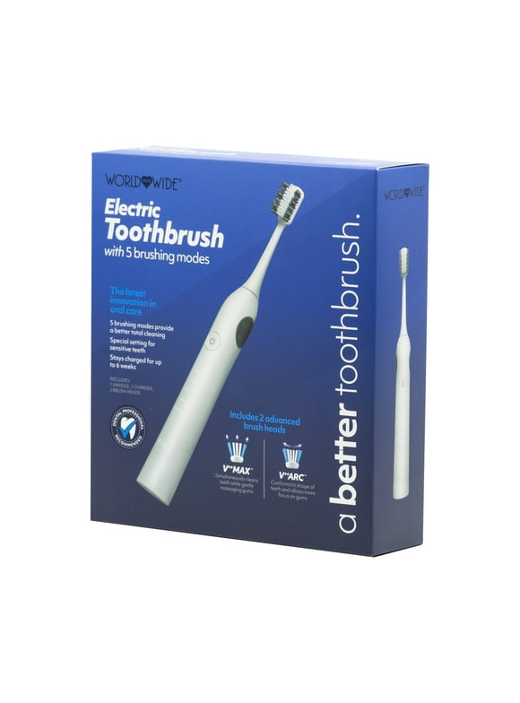 A Better Electric Toothbrush with 2 Brush Heads and Charging Station - White