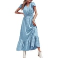 thumbnail image 1 of Audvoi Women's Boho Dress Short Sleeve Tiered Maxi Smocked Cocktail Dress, 1 of 12