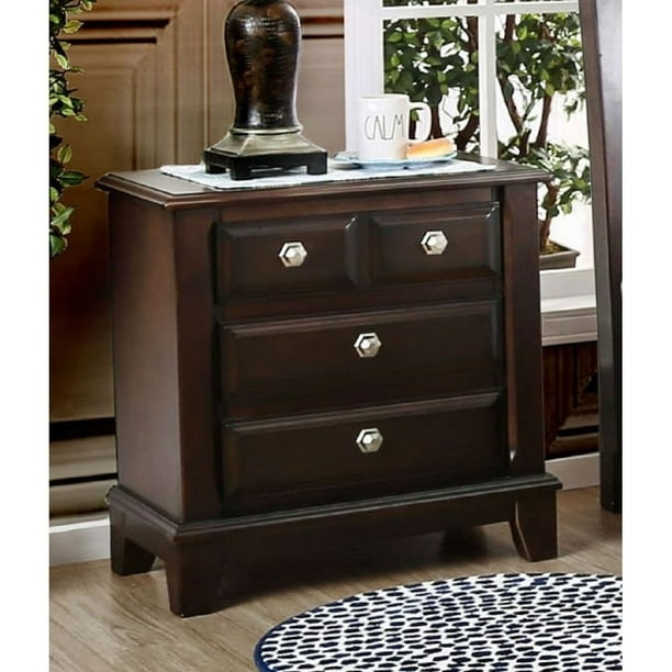 Furniture Of America Hazelo Transitional Cherry Solid Wood Nightstand Walmart Com Walmart Com