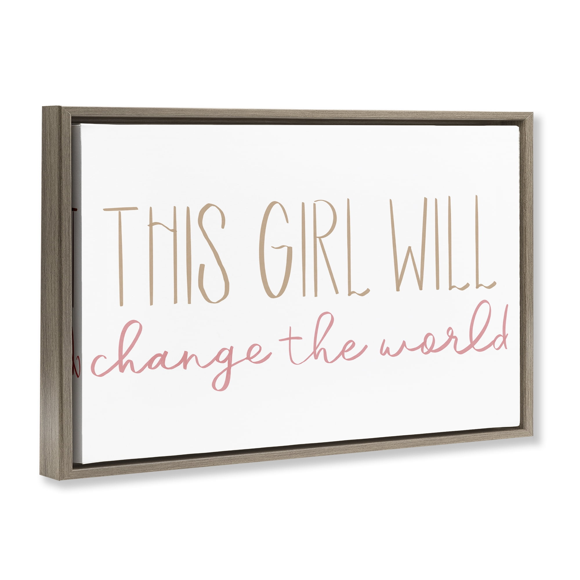Stupell Industries Change The World Typography Painting Brown Floater Framed Art Print Wall Art, 25 x 17