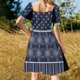 thumbnail image 3 of Vestido sin mangas azul con diseño clásico japonés vestido de fiesta de lujo para mujer vestido de fiesta de noche vintage, 3 of 5