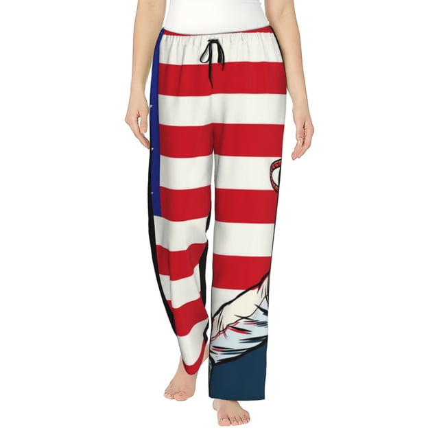 Fotbe American Astronaut Runs Forward Pantalones de Pijama para Mujer, Pantalones de Dormir, Pantalones Pj con Cordón y Bolsillos-Small