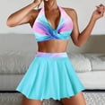 thumbnail image 2 of Conjunto de Bikini de Cintura Alta para Mujeres, Moda de Impresión Gradiente, Colgantes Ajustables Bikini sin Espalda, 2 of 7