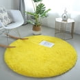 thumbnail image 2 of Round Area Rug Yellow Circle 2.6ft Soft Fluffy Plush Shaggy Furry Carpet Floor Mat for Bedroom Living Room, 2 of 5