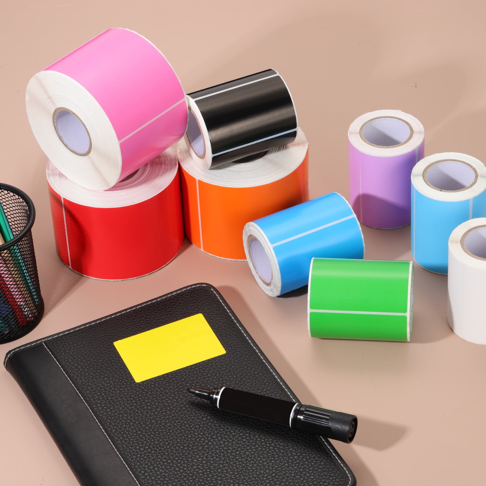 Rectangle Sticker Self-Adhesive Color Coding Labels Thermal Transfer Label Roll for Office Inventory Organize Name Tag Light Blue
