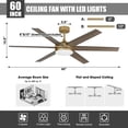 thumbnail image 6 of 60" Modern Gold Reversible Blades Smart Ceiling Fan with Dimmable LED Light and Remote, 6 of 17