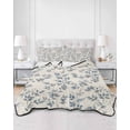 thumbnail image 2 of Quilt King Size Bedding Set, Navy Blue Leaves Reversible Summer Quilt 3 Pieces, Vintage Summer Botanical Farmhouse Rustic Lightweight Bedspreads Coverlets with 2 Pillow Shams for All Seasons, 2 of 5