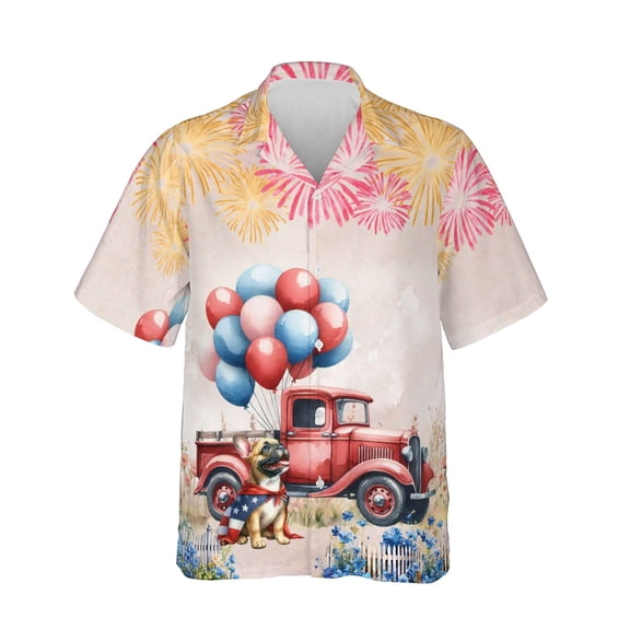 Vintage Patriotic French Bulldog 4th of July Independence Memorial Day Hawaiian Shirt Breathable Summer Unisex Merch Dog Lover Gifts - 01006