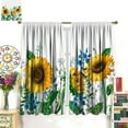 thumbnail image 3 of Sunflower Curtains Watercolor Yellow Natural Farmhouse Floral Pattern Blackout Print Rod Pocket Window Drapes for Bedroom Living Room 42x54in, 3 of 6