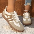 thumbnail image 2 of Womens Sneakers Classic Retro Color Block Nonslip Trainers Skate Shoes Casual Lace up Comfortable Walking Shoes Khaki Size 9.5, 2 of 8