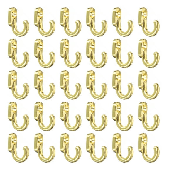 Wall Hooks, 30 Pack - Zinc Alloy Single Prong Vintage Clothes Hook, Hooks for Hanging Coat Backpack (Gold,17mm)