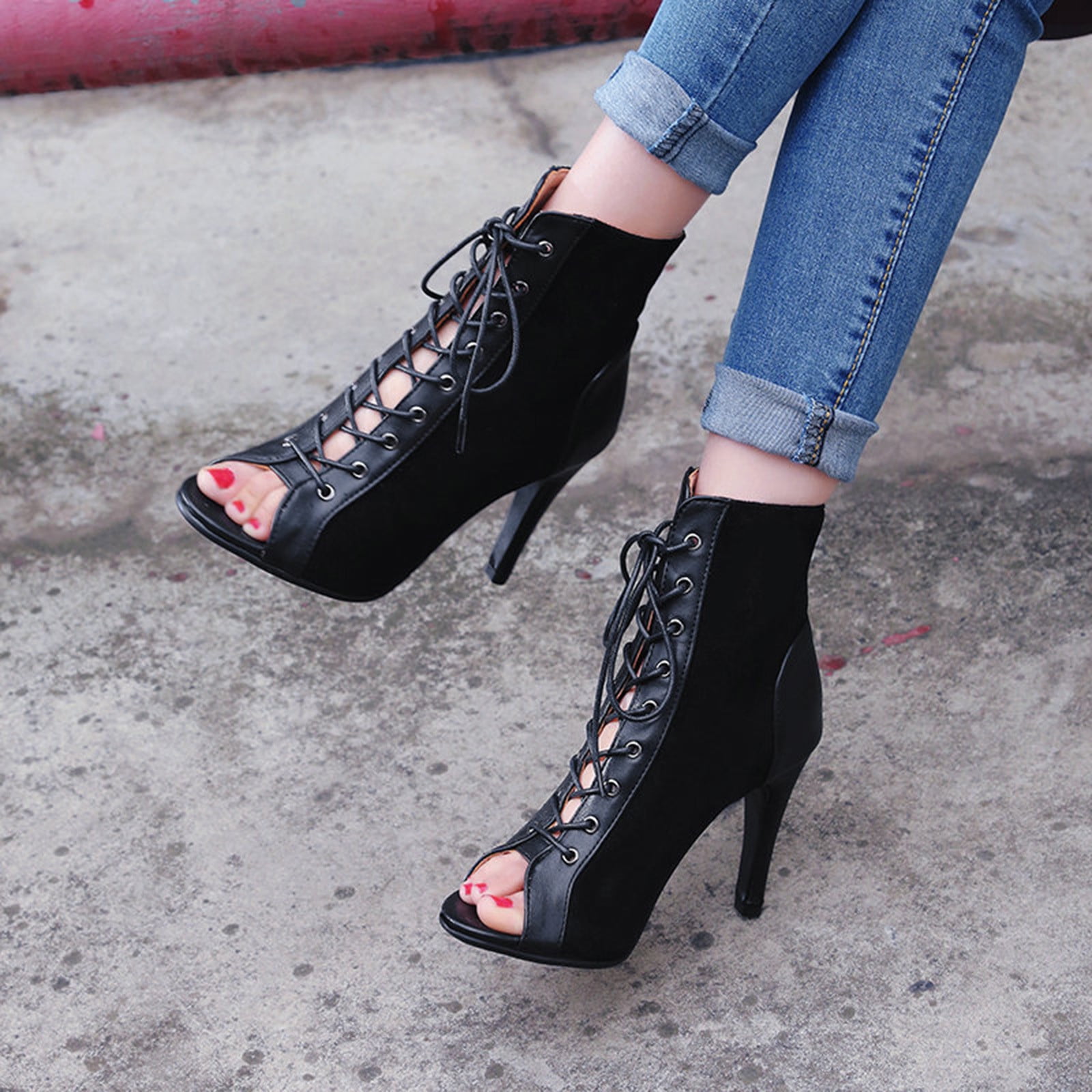 Cathalem Fashion Women High Heels Transparent Sandals Casual Shoes Black 40  - Walmart.com