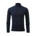 thumbnail image 2 of BXINGOHAI Men's Turtleneck Shirts, Long Sleeve Pullover Sweaters Mock Neck Knitted T Shirt Basic Slim Fit Tee Tops Navy,S, 2 of 5