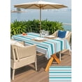 thumbnail image 5 of Outdoor Tablecloth with Umbrella Hole for Patio/Picnic/Party/Camping, Grey Blue Striped Waterproof Table Cloth Rectangle Table Cover Washable, Farmhouse Stripes Modern Abstract Art (60"x 84"), 5 of 8