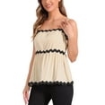 thumbnail image 4 of INSPIRAR CHIC Blusas de Verano para Mujeres con Tirantes Ajustables y Sin Mangas, con Contraste en el Peplum, Talla S, Color Albaricoque, 4 of 6