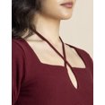 thumbnail image 5 of Moomaya Solid Tie Up Midi Dress For Women, Short Sleeves Bodycon Dress, 5 of 9