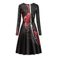 thumbnail image 5 of Renewold Elegant Black Dress Long Sleeve Valentine's Day A-Line Basic Casual Dress Size XL Red Hearts Evening Wear for Women Soft Round Neck Skater Dress, 5 of 7