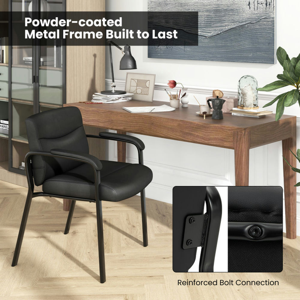 Demi Bonn Set of 2 Waiting Room Chair No Wheels, Work Computer Desk Chair for Home, Bedroom, Study, Black