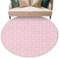 thumbnail image 2 of 7Ft Round Rug, Pink Morocco Non-Skid Rubber Backing Large Area Rugs - Living Room Bedroom Home Office, Geometric Leaf Diamond Lattice Abstract Indoor Floor Mat Carpets Washable Rug, 2 of 9