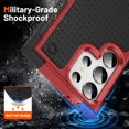 thumbnail image 3 of Designed for Samsung Galaxy S23 Ultra Case 2 in 1 Gift Militay Grade Drop Protective Rugged Heavy Duty Cover Shockproof Case for Galaxy S23 Ultra Phone Case for women men boy girl (Red+Black), 3 of 17