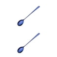 thumbnail image 4 of Moyic Cuchara de estilo coreano con mango largo de acero inoxidable 304, café, sopa, bebida, cereal, postre, comedor, cucharadita caliente Azul 2piezas Moyic CBP040688, 4 of 5