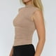 thumbnail image 4 of Camiseta sin mangas de cuello medio para mujer, para el verano, corte ajustado, color liso, poliéster y spandex, estilo juvenil, tallas S-XL, 4 of 8