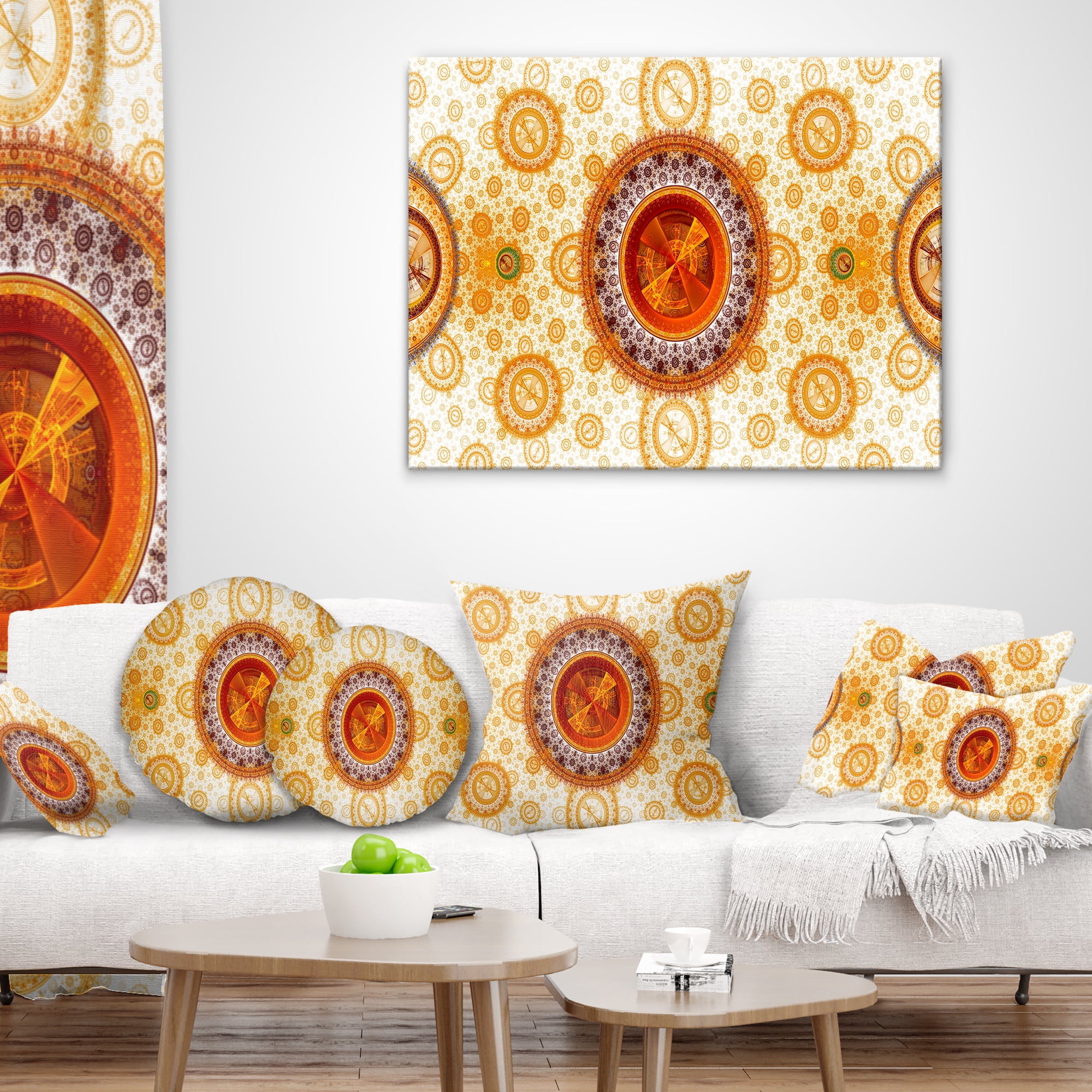 Designart Yellow Psychedelic Relaxing Art - Abstract Throw Pillow - 12x20