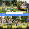 thumbnail image 4 of Swing Set for Backyard, SHINPT 2 in 1 Swing Set for Kids Ages 3-8, Toddler Swing Set with 1 Saucer Swing Seat and 1 Belt Swing Seat, Outdoor swing Set for Kids Playground, 4 of 9