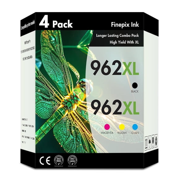 962XL 962 Ink Cartridges Compatible for HP 962 962XL Combo Pack for OfficeJet Pro 9015 9020 9018 9025 9010 9018 9019 (4 Pack, Black, Cyan, Magenta, Yellow)