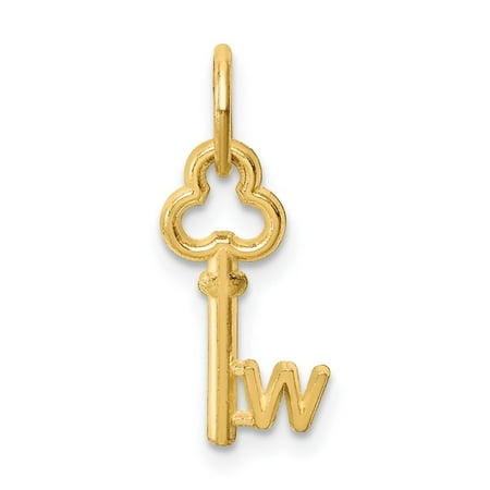 Diamond2Deal 14k Yellow Gold Key W Initial Charm Pendant for Women(L- 15.53 mm, W- 6.88 mm)