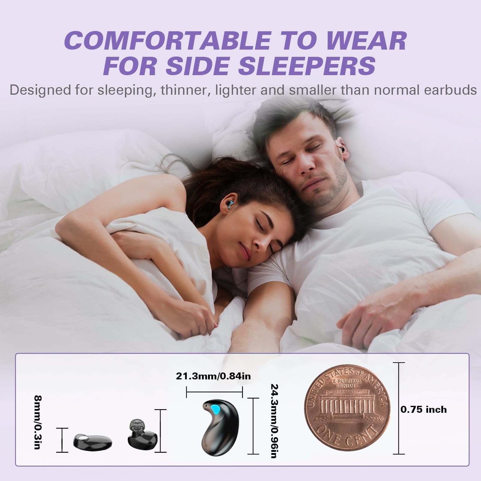 Findtime True Wireless Bluetooth Sleep Earbuds with IPX5 Waterproof, White