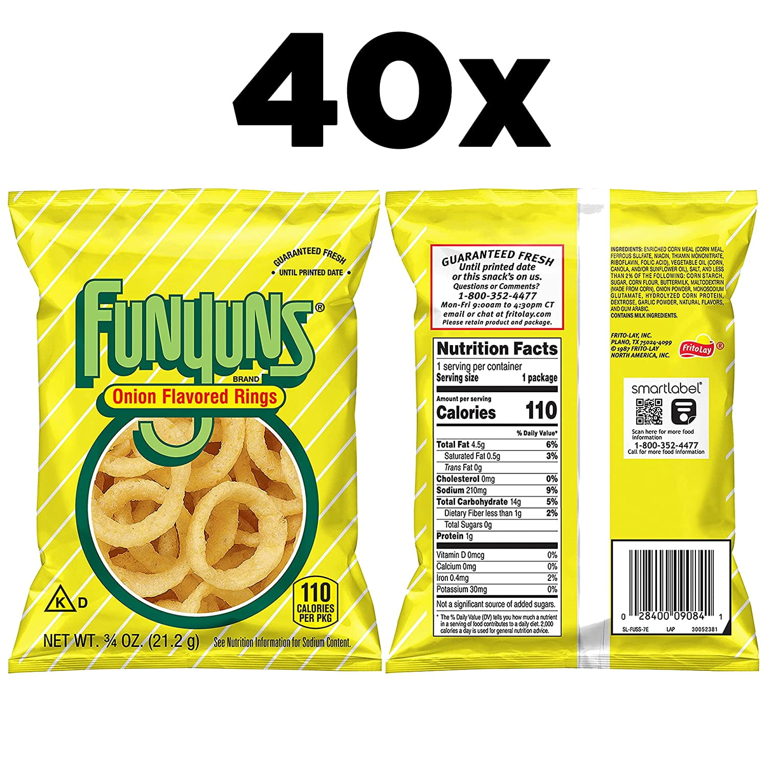 Funyuns Onion Flavored Rings Chips, 0.75oz Bags (40 Pack)