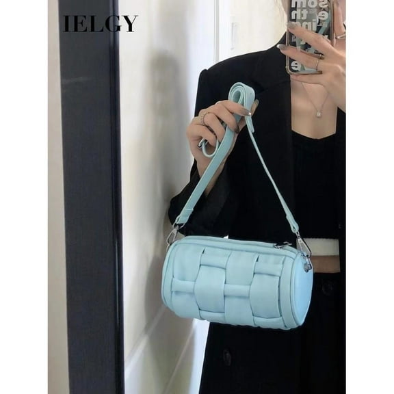 IELGY versatile single shoulder crossbody hand-woven small cylinder bag