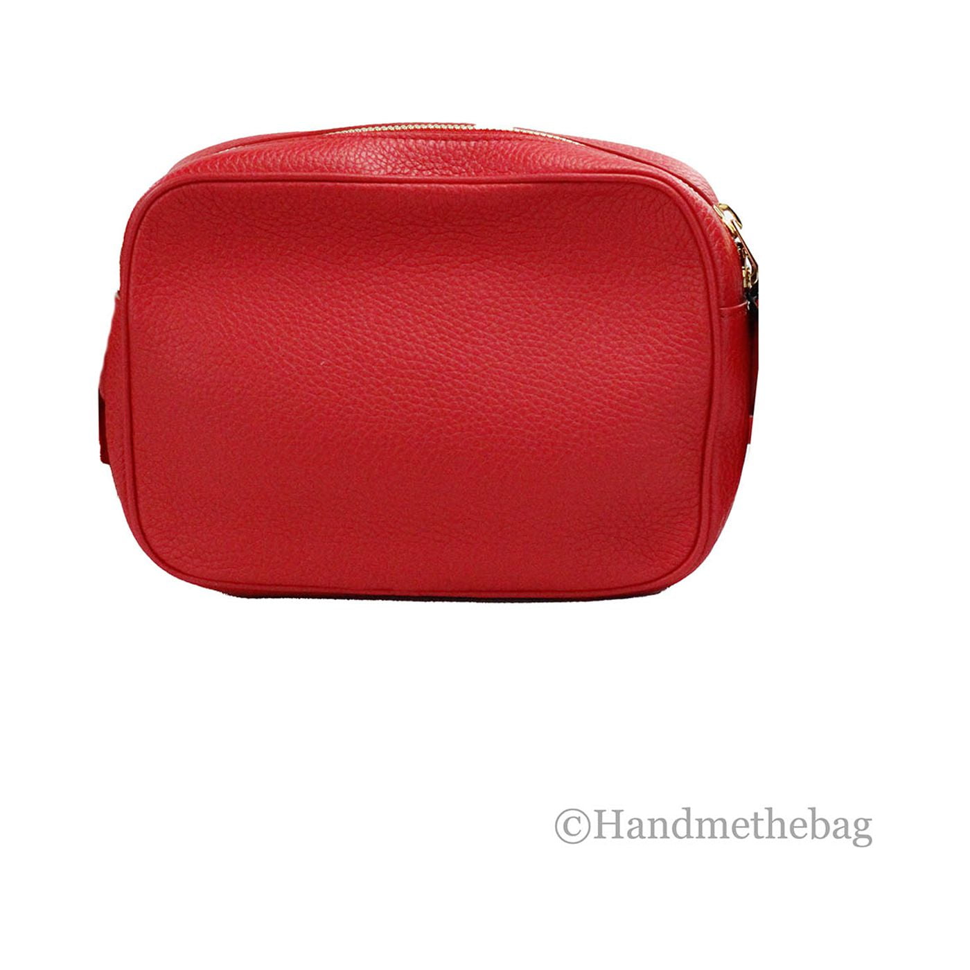Burberry Small Branded Bright Red Grainy Leather Camera Crossbody