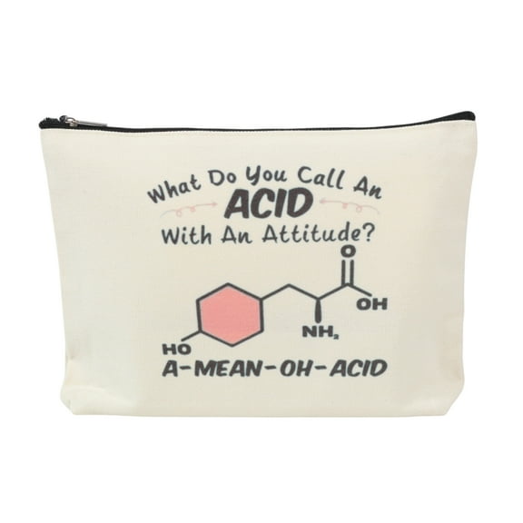 Unique Bargains 1 Pc Durable Chemical Formula Pattern Makeup Bag Beige Canvas