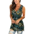 thumbnail image 3 of Womens Tank Tops V Neck T Shirts Sleeveless Tops Floral Side Split Tanks, 3 of 5