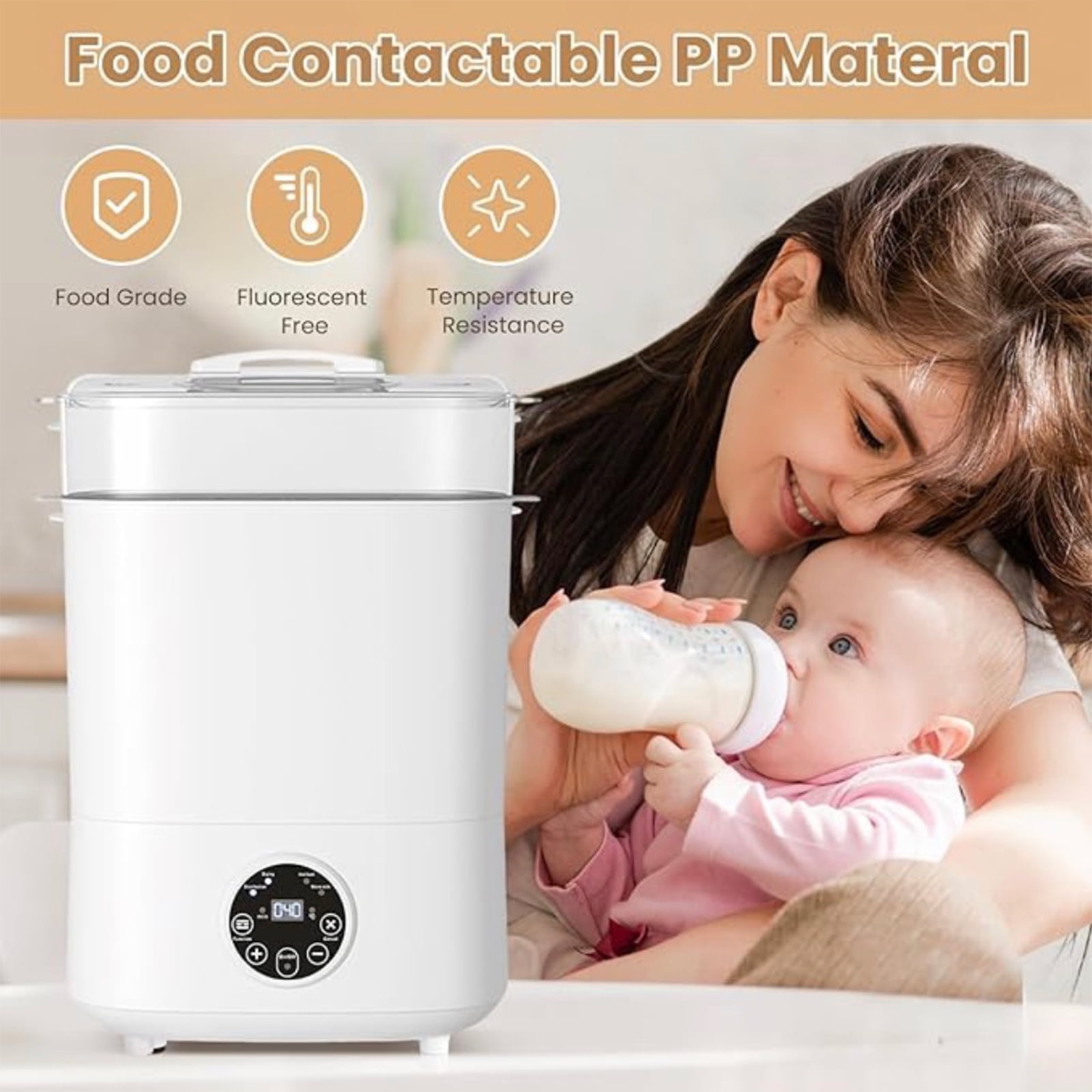 Purpurbur Baby Bottle Sterilizer and Dryer, 5-in-1 Large Capacity Multi-Purpose Electric Steam Sterilizer for Cups, Utensils, and Small Household Items