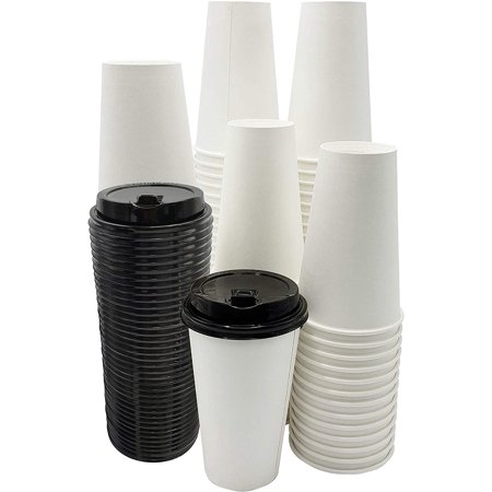Neverwashadish Disposable Paper Coffee Hot Cups with Lids for Serving ...