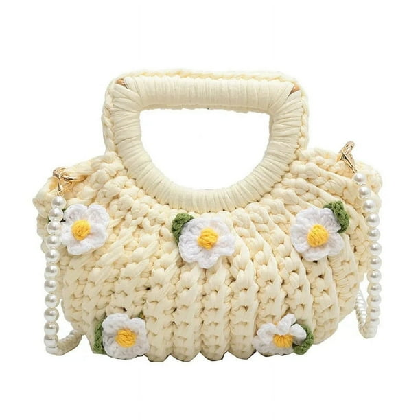 Handmade Woven Bag Crochet Handbag Hand Knitted Hand Bag Homemade DIY Material Bag Walmart