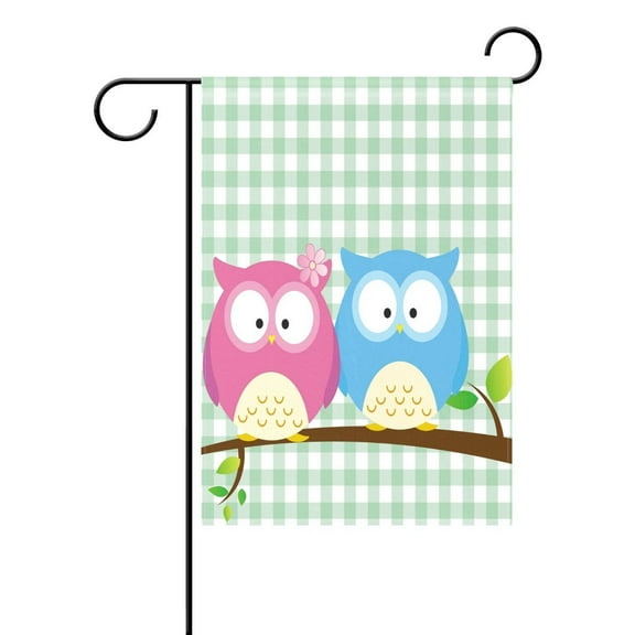 POPCreation Funny Owl Check Grid Christmas Garden Flag Outdoor Flag Home Party 28x40 inches