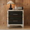 thumbnail image 2 of Gzxs Modern High Gloss Mirrored Nightstand with 2 Drawers and Metal Handle, Elegant Bedside Table for Bedroom or Living Room, Black, 2 of 7