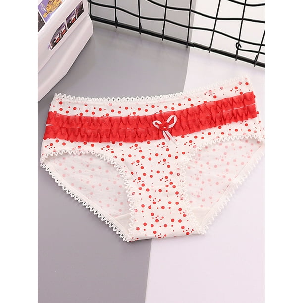 Ropa interior de mujer linda Mezclas de algodon Estampado de lunares Crochet Encaje Vieira Atado Vol Abanopi Mujeres calzoncillos Walmart en linea
