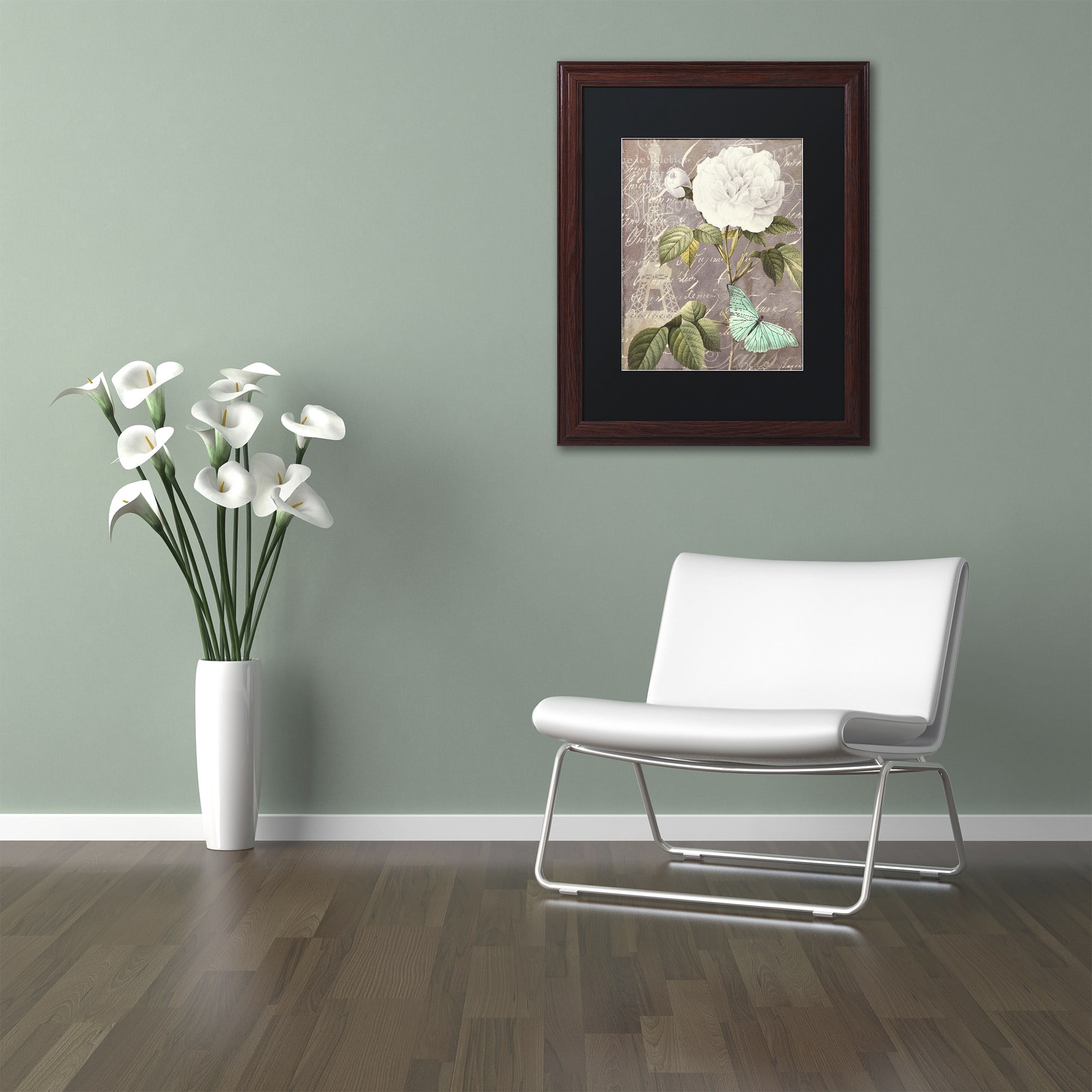 Trademark Fine Art "White Rose" Canvas Art by Color Bakery, Black Matte, Wood Frame