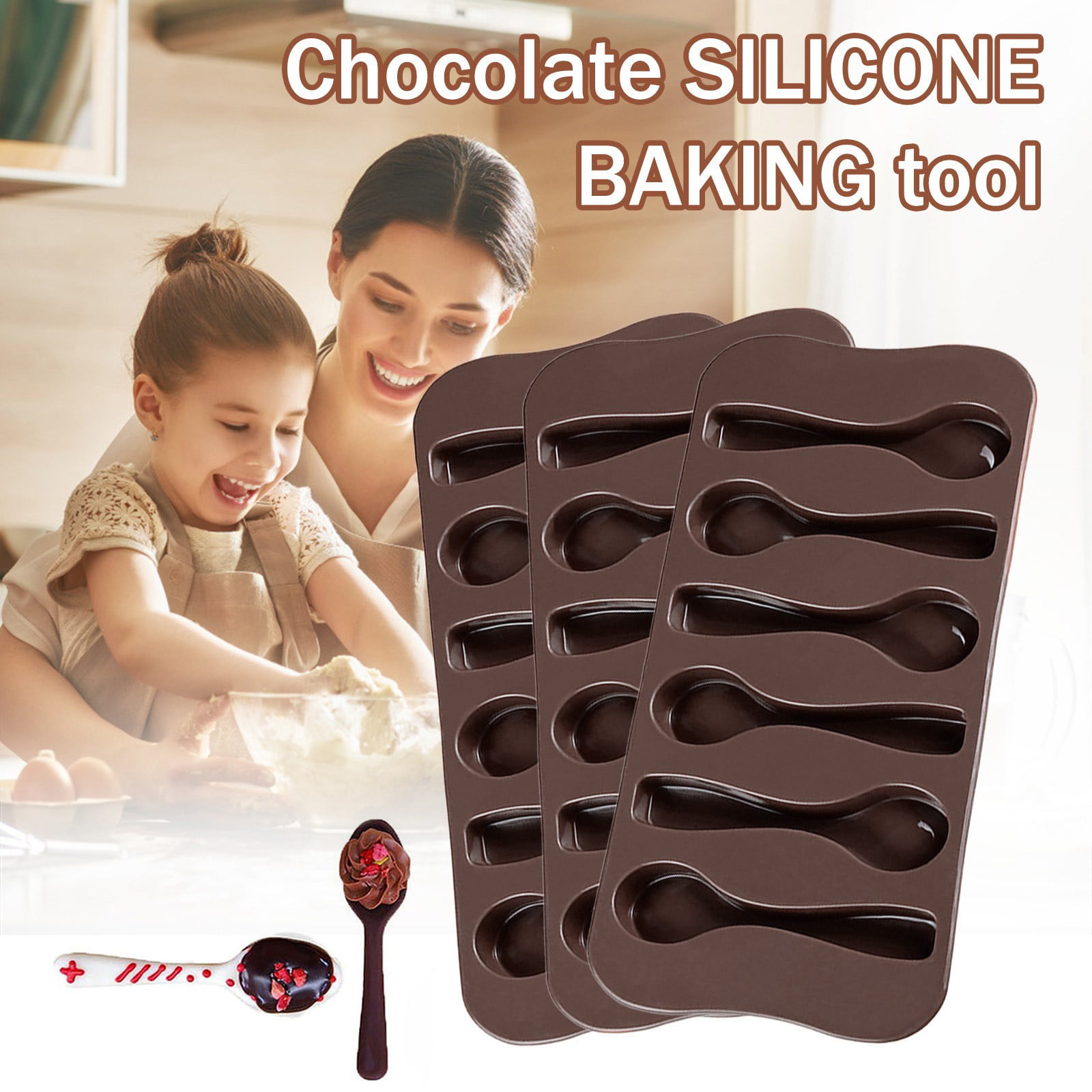 6 Spoons Shape Silicone Chocolate Jelly Candy Mold Cake Fondant Sugar Crafts 