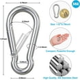 thumbnail image 2 of 10PCS Stainless Steel Carabiners Caribeener Clips, 1.57 Inch Small Caribeaner Spring Snap Hooks, Heavy Duty Keychain, 2 of 5