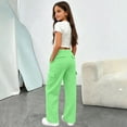 thumbnail image 2 of SJLDQY Girls Cargo Pants Wide Leg Casual Sweatpants Elastic Waist Baggy Pants with Pockets, 2 of 9