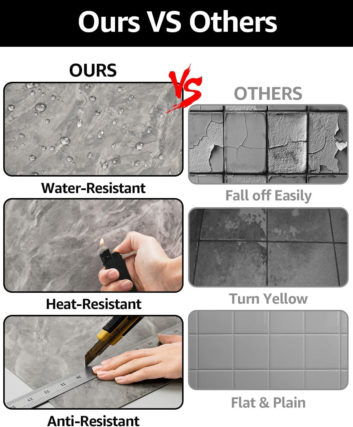 30PCS Marble Peel & Stick Backsplash Wall Tiles, Peel Stick Tile, PVC Foam Wall Panels for Kitchen,Bathroom,Living Room - Black&Gold