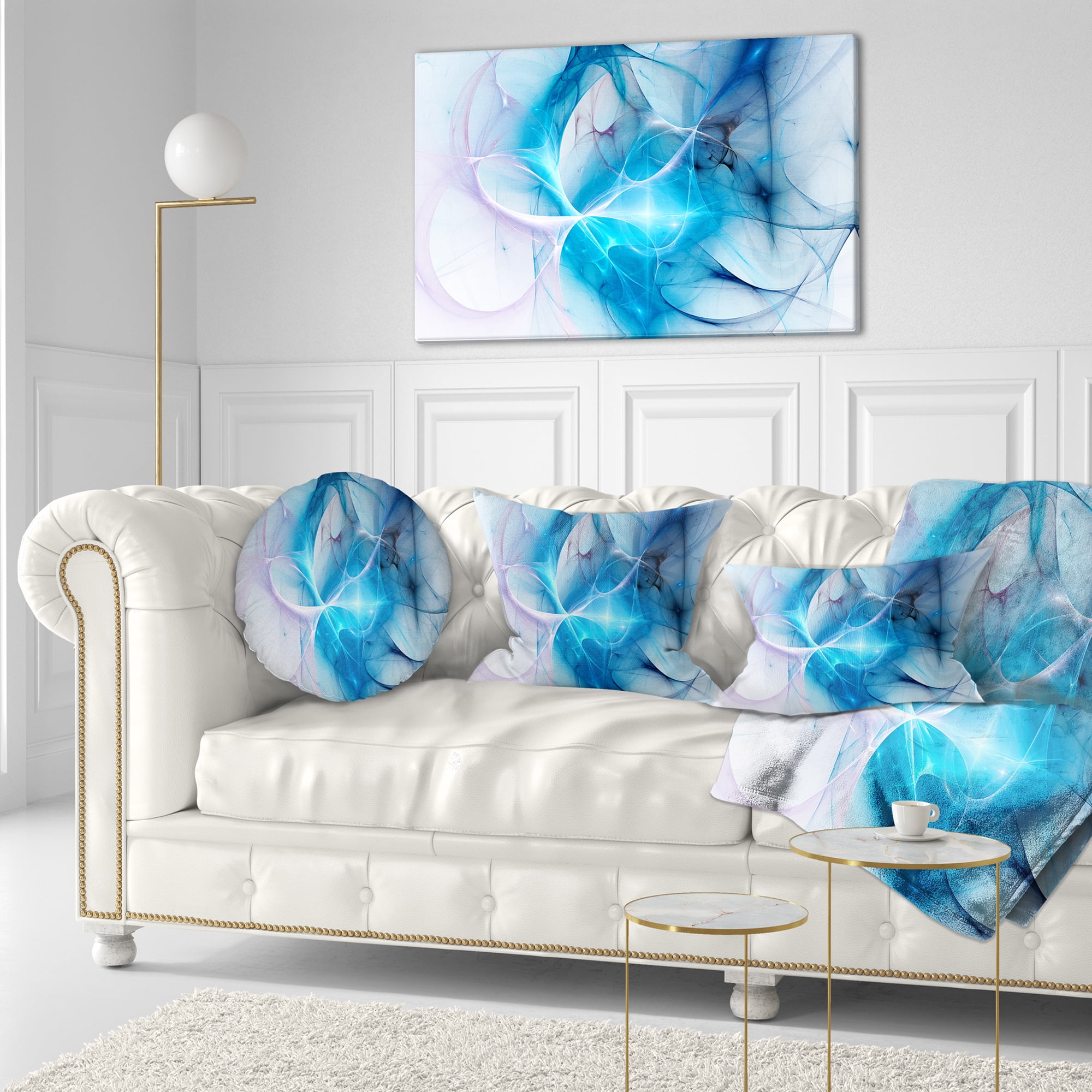 Designart Blue Nebula Star - Abstract Throw Pillow - 12x20