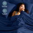 thumbnail image 3 of Bare Home Luxury Bed Sheet Set - Premium 1800 Collection - 6 Piece - Full-XL, Dark Blue, 3 of 9